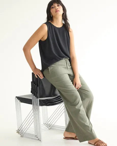 Wide-Leg High-Rise Linen Pant - Petite