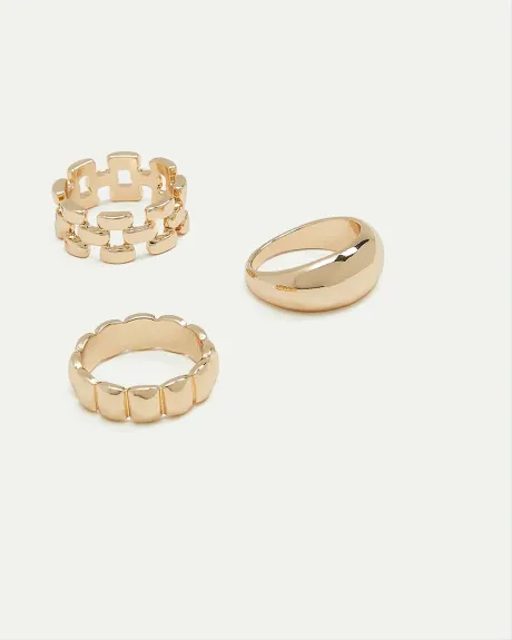 Large Ridged Rings, Set of 3