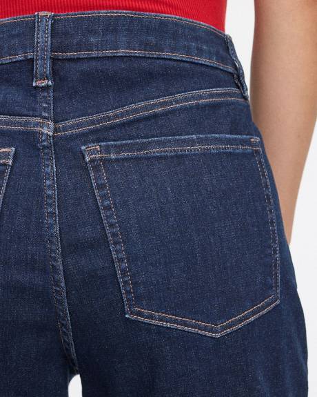 Short en jean à taille mi-haute à ourlet roulé