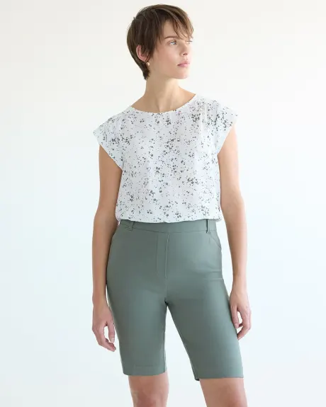 Cap-Sleeve Blouse with Crew Neckline - R Essentials