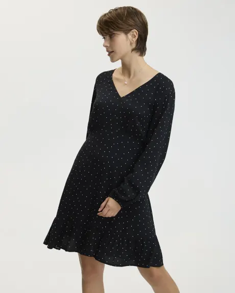 Long-Sleeve V-Neck Tiered Dress