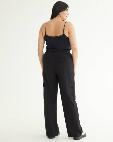 Pantalon cargo à jambe droite et taille haute - Long - L'intemporelle