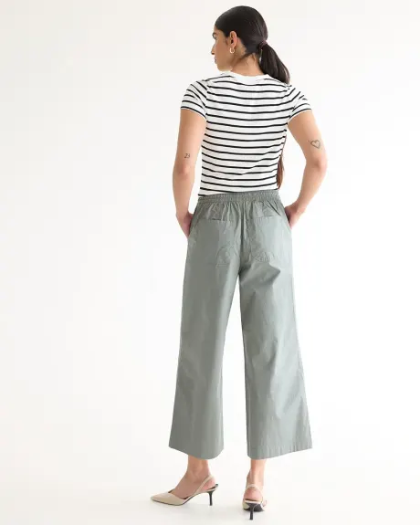 Wide-Leg Cropped High-Rise Poplin Pant