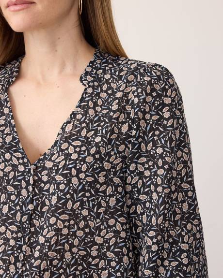 Blouse à boutonner à manches 3/4 et col V