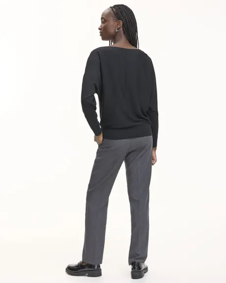 Long-Sleeve Boat-Neck Merino-Blend Sweater