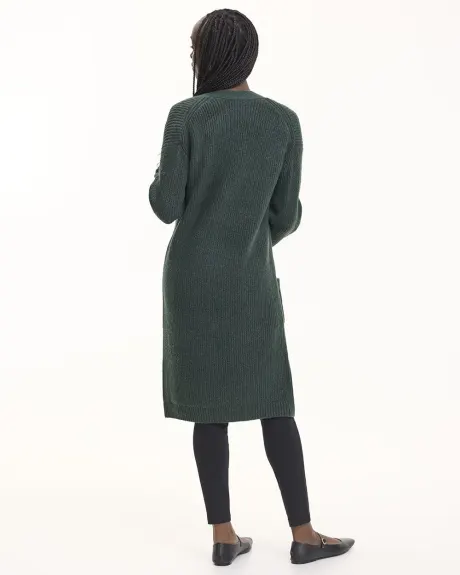 Long-Sleeve Open Cardigan with Pockets