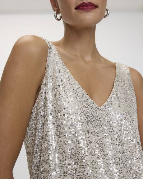 V-Neck Sleeveless Sequin Top