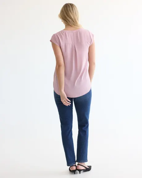 Cap-Sleeve Blouse with Split Neckline - R Essentials