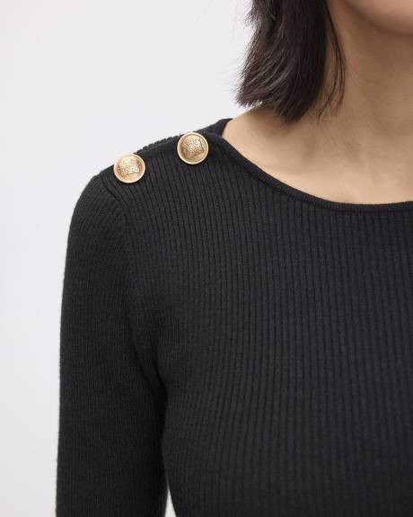 Long-Sleeve Boat-Neck Bodycon Pullover