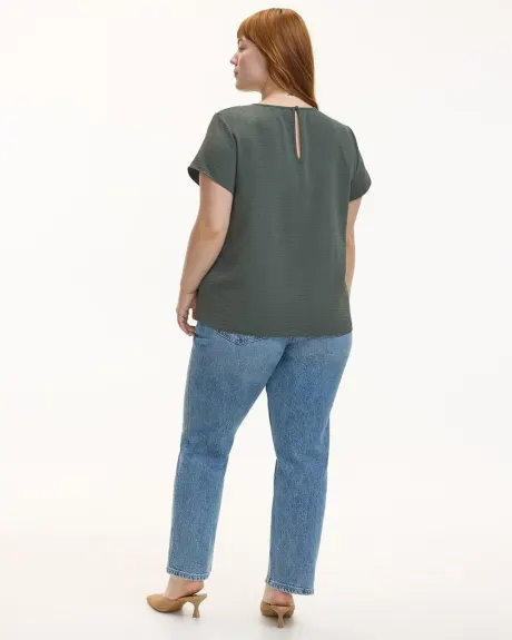 Short-Sleeve Crew-Neck Blouse