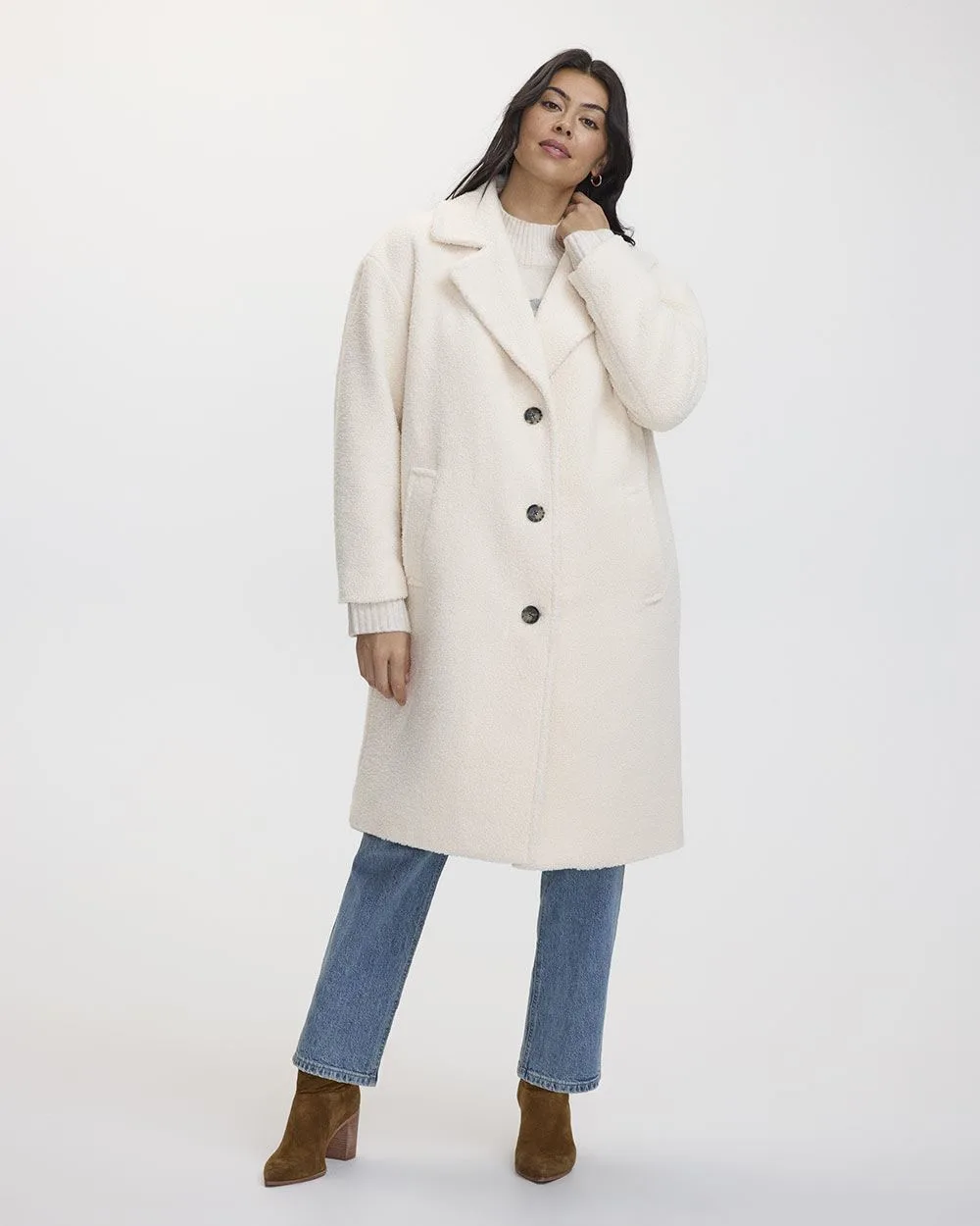 Sherpa Coat with Button Closure