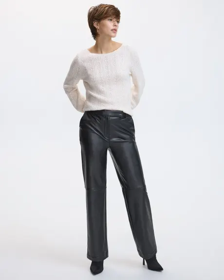 Pantalon à taille haute et jambe droite en faux cuir