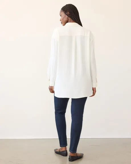 Long-Sleeve Blouse with Shirt Collar