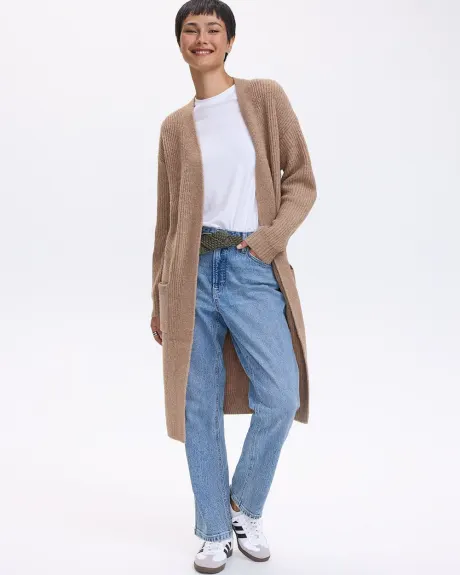 Long-Sleeve Open Cardigan with Pockets