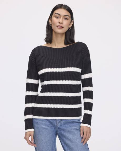 Long-Sleeve Boat-Neck Sweater