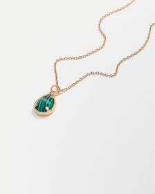 Short Necklace with Malachite Teardrop Pendant