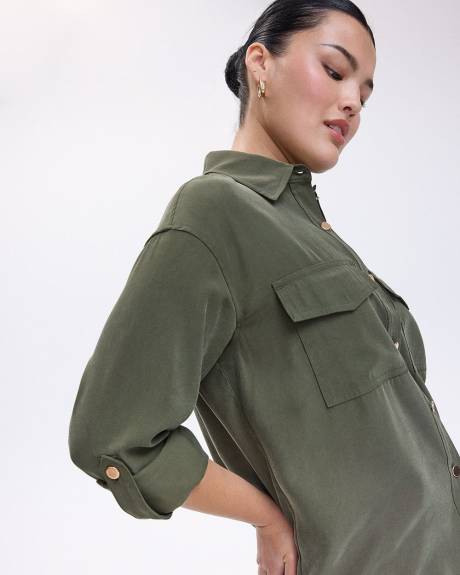 Blouse boutonnée à manches longues avec poches utilitaires