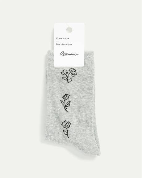 Cotton Socks with Floral Pattern