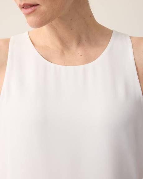 Sleeveless Crew-Neck Crepe Blouse - R Essentials