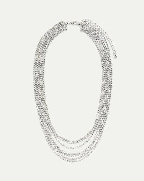 Multi-Strand Necklace with Crystal Chains