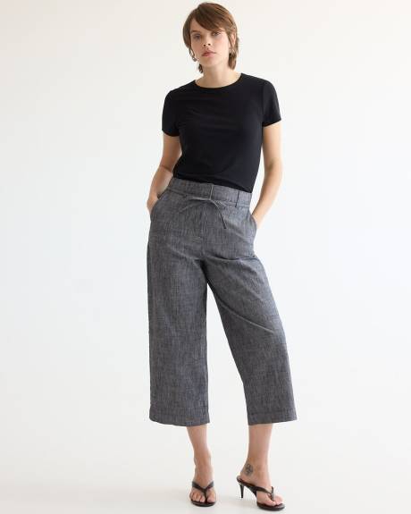 Wide-Leg Cropped Chambray Pant - Petite