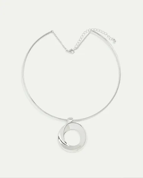 Cuff Necklace with Circular Pendant