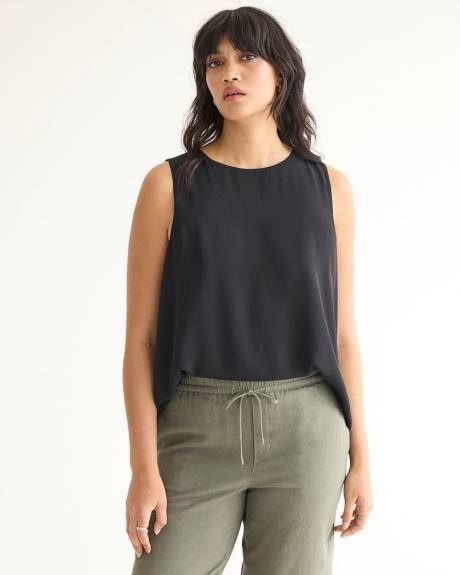 Sleeveless Crew-Neck Crepe Blouse - R Essentials