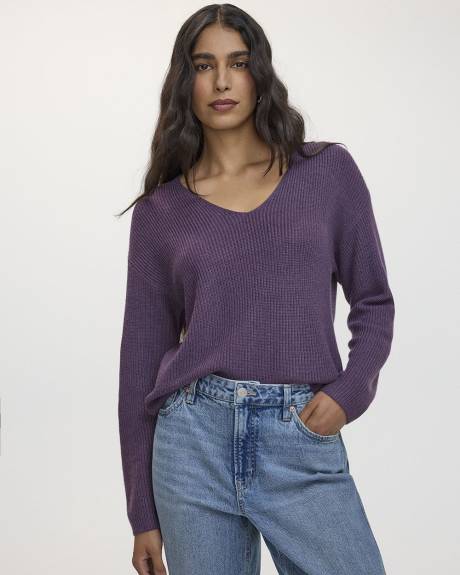 Cashmere-Blend V-Neck Sweater