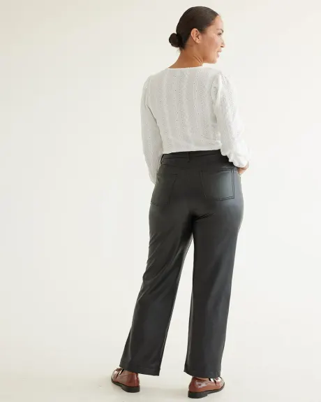 Pantalon taille haute à jambe droite en faux cuir