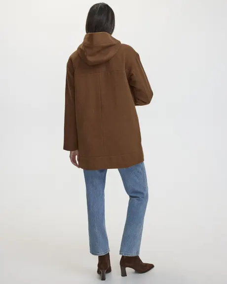 Manteau à capuchon en mélange de laine