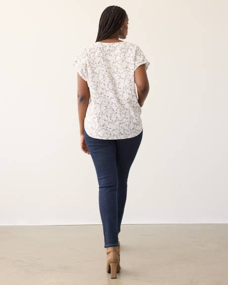 Short-Sleeve V-Neck Blouse