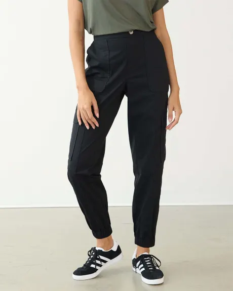 Pantalon jogger en popeline avec poches cargo