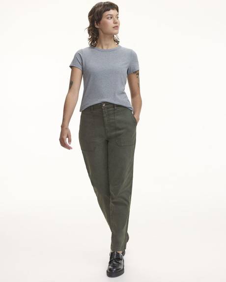 Tapered-Leg High-Rise Utility Pant - Petite