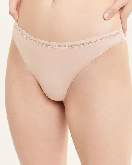 Microfiber Thong Panty with Mesh