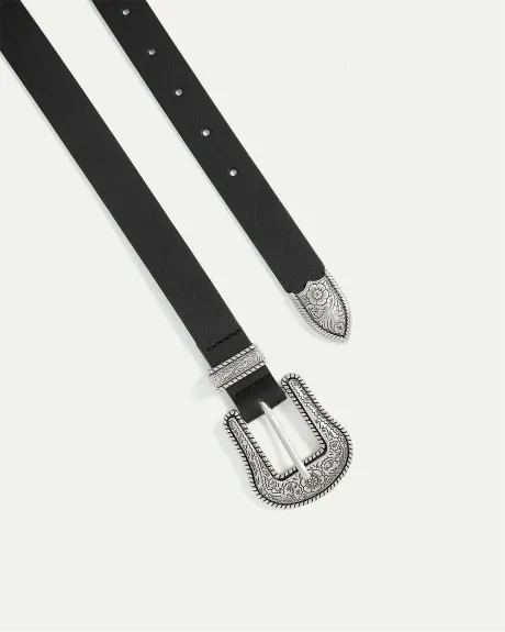 Ceinture en faux cuir avec boucle western