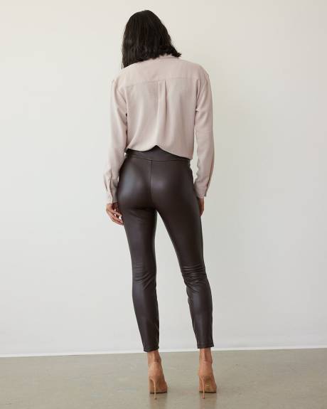 Legging taille haute en faux cuir extensible - Long