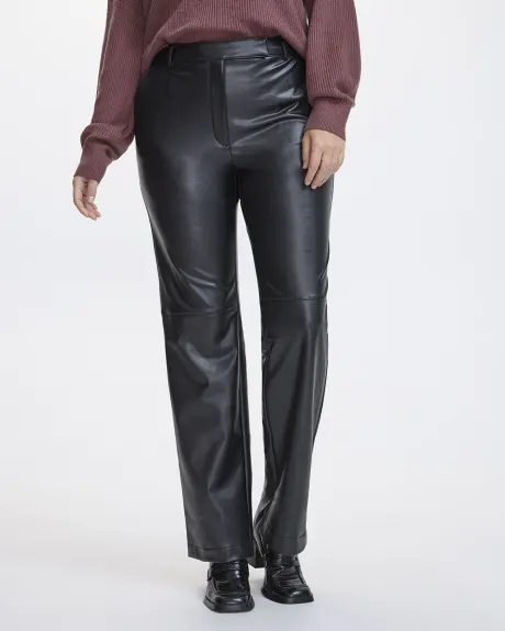 Pantalon à taille haute et jambe droite en faux cuir - Coupe Courbes