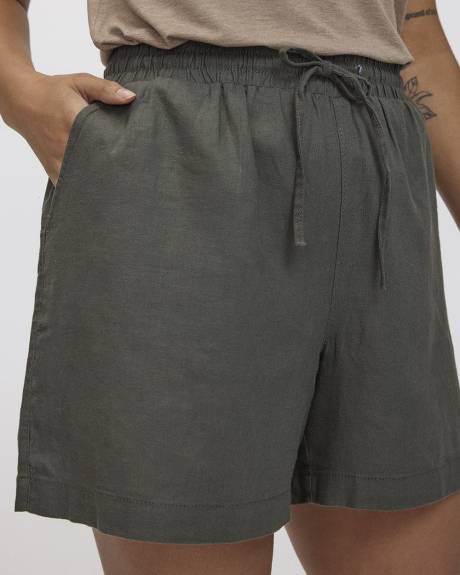 Linen Blend Shorts with Drawstring