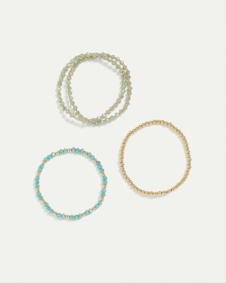 Beaded Elastic Bracelets - Set of 5