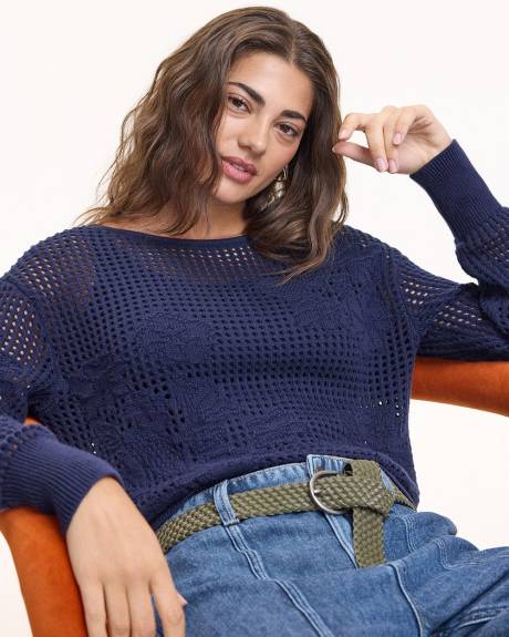 Long-Sleeve Pullover with Open Stitches