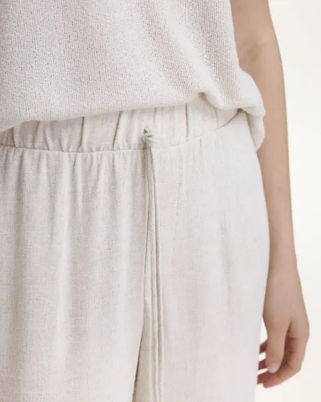 Wide-Leg Linen-Blend Pant - Petite