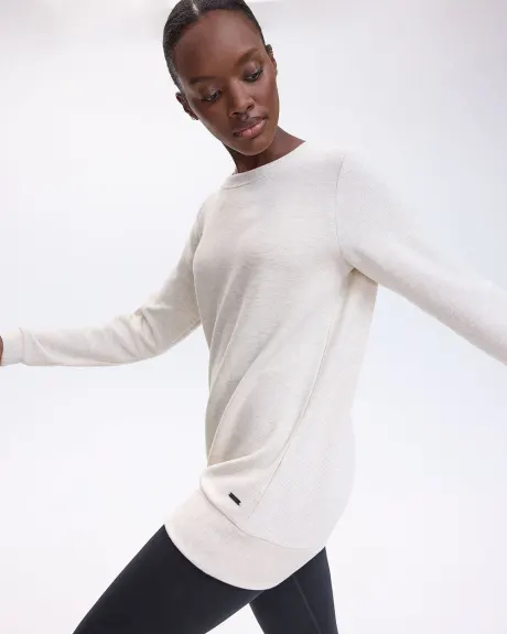 Long-Sleeve Crew-Neck Ottoman-Knit Tunic - Hyba