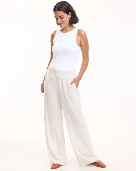 Wide-Leg Linen-Blend Pant - Petite