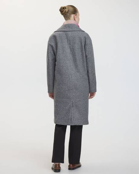 Oversized Bouclé Coat with Three-Button Closure