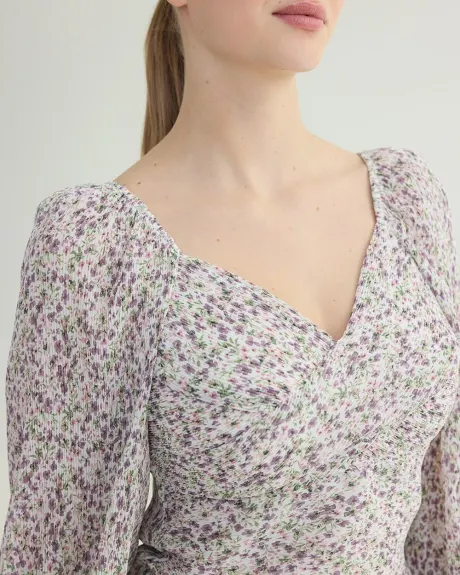 Blouse à manches longues et encolure en coeur