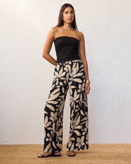 Wide-Leg High-Rise Pull-On Pant - Petite