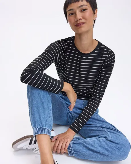 Long-Sleeve Crew-Neck Ribbed Top