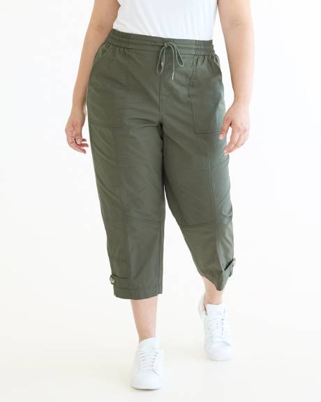 Straight-Leg High-Rise Poplin Capri Pant