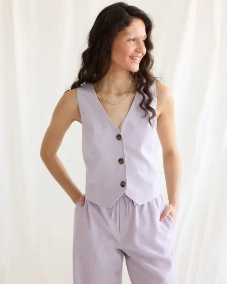 Sleeveless Linen Suit Vest