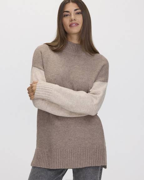 Long-Sleeve Mock-Neck PlushSoft Loose Tunic